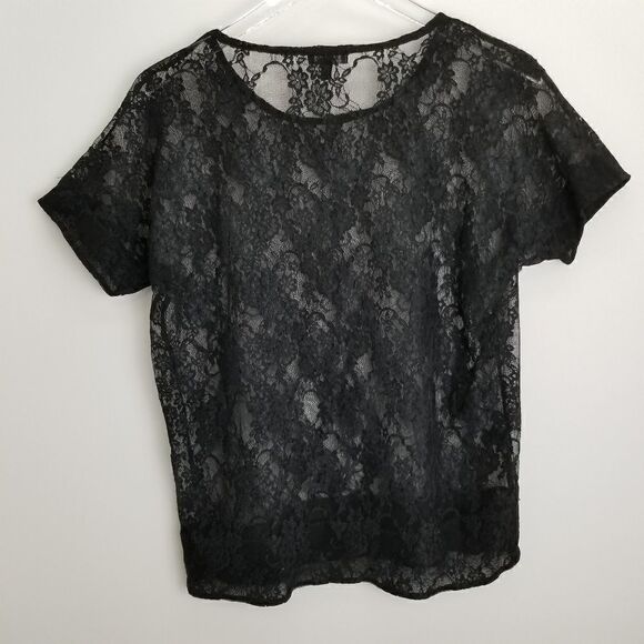 EXPRESS BLACK LACE Short Sleeve Top. Size S. - Picture 3 of 3